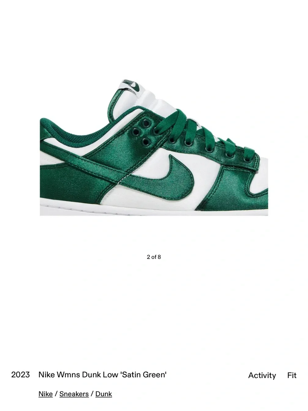 Nike Satin Green & White Dunk Low Women's Sneakers